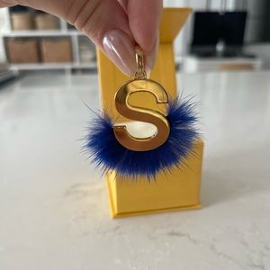 Fendi Mink Fur Letter Charm in “S”